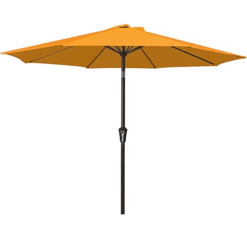 MEWAY 9ft Patio Umbrella Outdoor Table Umbrellas with Push Tilt and Crank, Market Umbrella 8 Sturdy Ribs for Deck, Garden, Pool and Backyard, Bright Orange - color: Bright Orange, size: 9ft