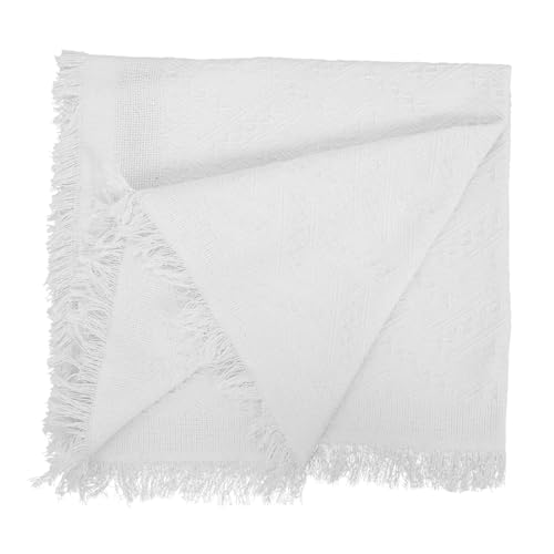 Beaupretty White Picnic Blanket Rug with Fringe 90x180cm – Waterproof Outdoor Camping Mat for Beach, Park, and Picnic – Thick Portable Sandproof Boho Style Rug for Photoshoots