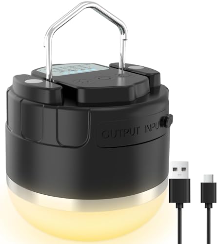 LED Rechargeable Camping Lantern 1000LM, Portable Camping Tent Light with 3 Color Lights, Magnetic Base, 4000mAh Hanging Lights for Camping, Home, Emergency, Hurricane, and Power Outages - style: Warm-White