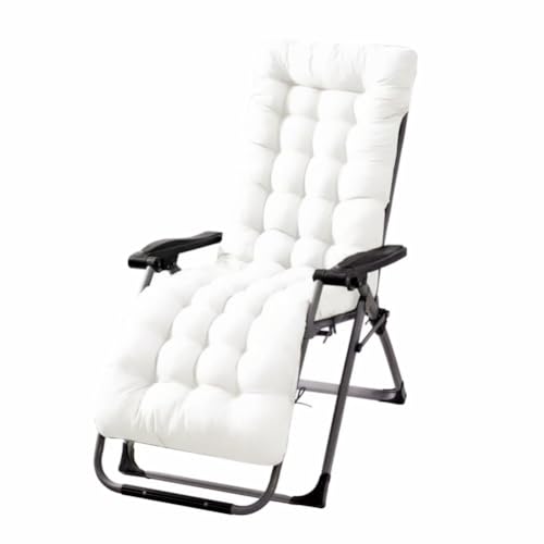 Patio Chaise Lounger Cushion， Rocking Chair Sofa Cushion with 6 Ties， Thick Padded Swing Bench Cushion， Zero Gravity Chair Cushion61x19x3in (Off-White) - color: Off-white