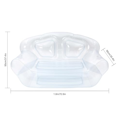 Portable Inflatable Couch with Headboard and Built-in Pump Blow Up Pull Out Couch Folding Inflatable Chair 70.9"×35.4"×37.4" Outdoor Air Sofa for Camping, Backyard, Beach, Party (Clear) - color: Clear