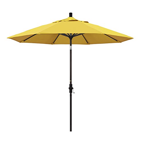 California Umbrella 9' Round Aluminum Patio Umbrella, Crank Lift, Collar Tilt, Bronze Pole, Lemon Olefin - color: Lemon