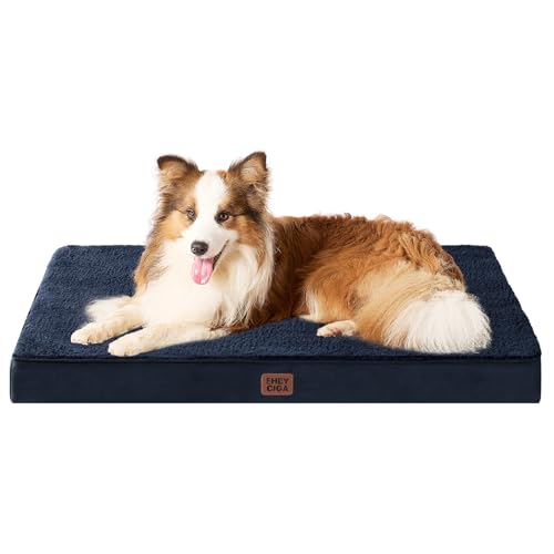 EHEYCIGA Orthopedic XL Dog Beds for Extra Large Dogs with Removable Washable Cover for Crate, Navy, 41x27 - color: Navy, size: 41*27*3.5 inches