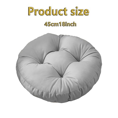 Futon Seat Cushion, Overstuffed Round Tatami Indoor Outdoor Seat Pads Chair Pad, Solid Color Footstool Cushion, not Include Chairs(18inch) (Medium Gray) - color: Medium Gray