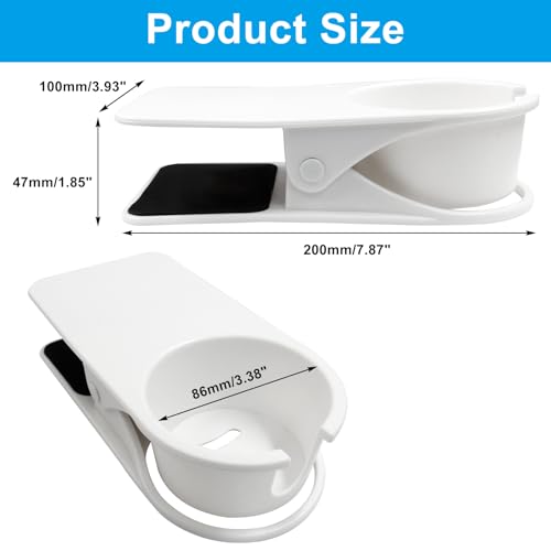Jiozermi Drinking Cup Holder Clip, Desk Drink Holder with Clip for Water, Soda, Coffee Mug (White) - color: White