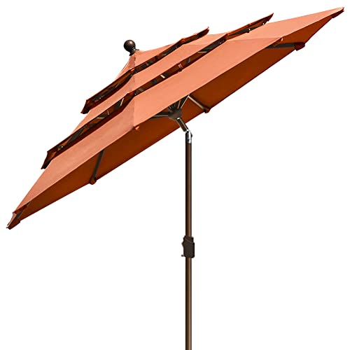 EliteShade USA 10-Year-Non-Fading 9ft 3-Tier Market Patio Umbrella, Commercial Grade Outdoor Table Umbrella with Crank Open, Windproof & UPF 50+ UV Protection, Heavy Duty Ventilation for Garden, Deck, Pool, Backyard, Beach & Bistro, Rust - color: Rust, st