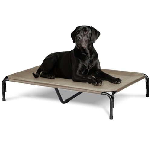 Elevated Dog Bed for Outdoor, XXL Raised Dog Cot Indestructible with Washable Mesh, Cooling Summer Pet Cot Chew Proof for Outside Camping Travel, 51 inch Brown - color: Brown, size: 51"L x 31"W x 8"Th
