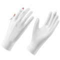 Lightweight Summer Fingerless Gloves Men Women UV Sun Protection Driving Cotton Gloves Nonslip Touchscreen Mittens - color: Icesilk-white