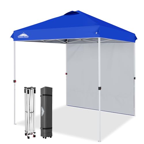EAGLE PEAK Commercial Canopy 6.6x6.6 Pop Up Canopy Tent with 1 Sidewall, Easy Setup Heavy Duty Instant Event Shelter for Vendors & Markets, Outdoor Sun Shade, Blue - color: Blue, size: 6.6x6.6