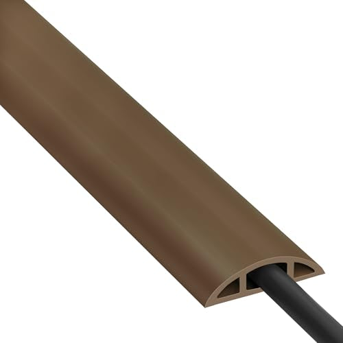 ZhiYo 4ft Cord Hider Floor for 1 Small Wire, Soft PVC Cord Covers for Wires on Floor, Wire Cover to Hide Power Cords, Cable Cover Protect Cords, Cable Cavity: W0.47in x H0.28in Vintage Coffee Brown - color: Coffee Brown, size: W1.2'' x L4'