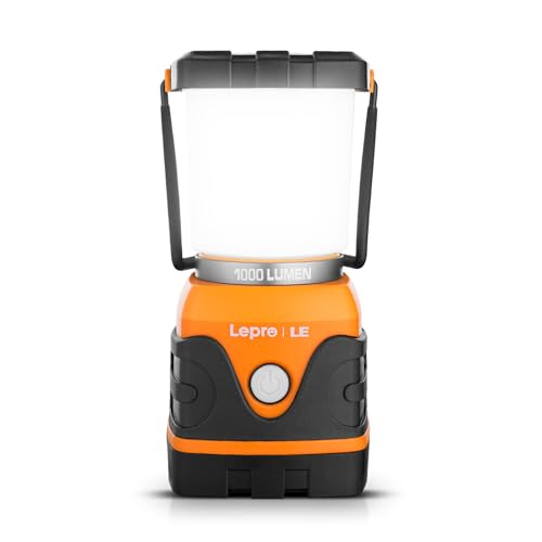 Lepro 1000LM Battery Powered LED Camping Lantern, Orange Tent Light with 4 Light Modes, Camping Essentials, Waterproof Lantern Flashlight for Camping, Emergency Light, Power Outage, Not Rechargeable - color: Orange-1000lm-1Pack