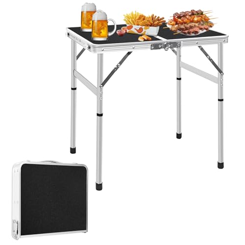 Camp Field Aluminum Folding Small Table, Adjustable Height Lightweight Portable Camping Table for Picnic Beach Outdoor Indoor (Small) (BlackB) - color: Blackb