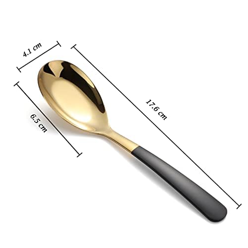 Stainless Steel Dinner Spoons Set of 4 - Long Handle Mirror Polished Ice Cream Spoons