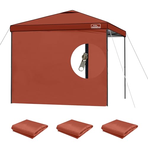 KAMPKEEPER 10X10 Canopy Tent Sidewalls with Zipper for Canopy Frame, 3Pcs Sunwalls Only, UPF50+ Waterproof Side Walls(Red) - color: Red