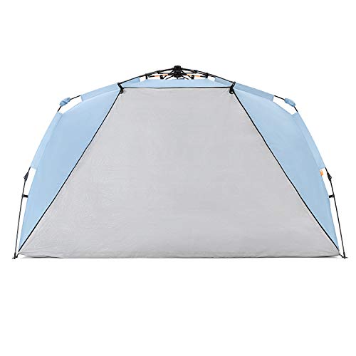 Easthills Outdoors Instant Shader Enhanced Deluxe XL Beach Tent Easy Setup 4-6 Person Popup Sun Shelter 99" Wide for Family UPF 50+ Double Silver Coating with Extended Zippered Porch Sky Blue - color: Instant Shader Enhanced - Sky Blue