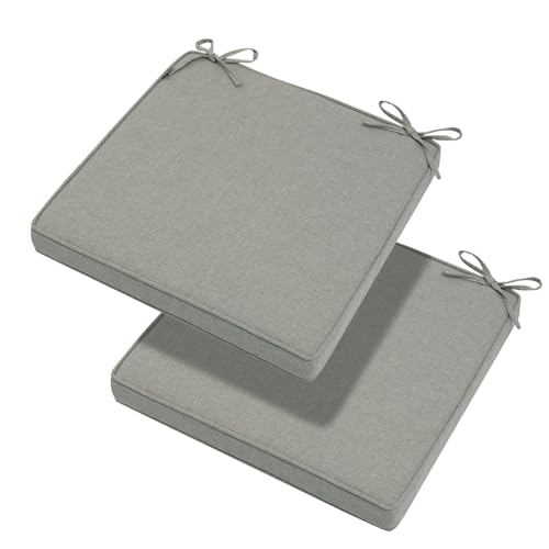 Magpie Fabrics Indoor Outdoor Waterproof Square Chair Cushion, 18" x 18" x 2.5", 2 Pack, Water Resistant Seat Cushions, for Patio Garden Office, Grey - color: Grey