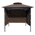 3PCS Grill Gazebo Replacement Canopy Sidewall, 5' x 8' Outdoor BBQ Gazebo Canopy Sunwall,(Brown) - color: Brown
