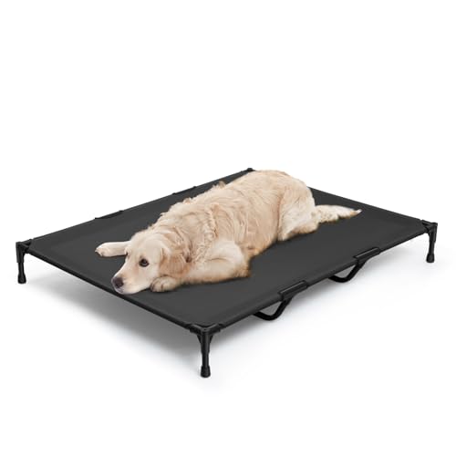 Love&go Elevated Dog Bed with Metal Frame, Cooling Raised Pet Cot for Dog and Cat (XL - Black, XLarge- 44x34x5.5 inch) - color: XL - Black, size: XLarge- 44x34x5.5 inch