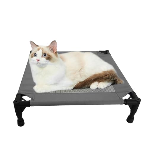 Pozico Elevated Pet Bed with Breathable Mesh for Small Cat and Dog, Raised Cooling Pet Cot for Puppy and Kitty, 18.9x18.9 inch (Dark Gray Bed) - color: Dark Gray Bed