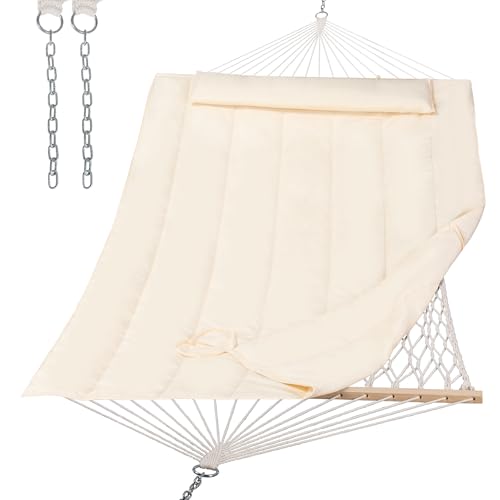SUNCREAT Hammocks Replacement Hammock for Stand, 475 lbs Capacity, Two Person Backyard Hammock with Pad for Outside, Beige - color: Beige