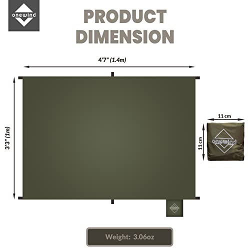 Onewind Compact Footprint, 4000mm Waterproof Rate PU Coating, 55" *39"Ultralight Camping Floor Ground Sheet with Carry Bag for Backpacking, Hiking, Camping, Picnic, Ground - color: Od Green-med, size: 55" X 39"