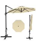 TrailBlaze 10ft Cantilever Patio Umbrella – 360° Rotating Offset Sun Shade with Adjustable Tilt, Waterproof Windproof 600D Oxford Canopy, Heavy-Duty Rustproof Aluminum Frame, Cross Base – Ideal for Garden, Patio, Poolside - color: Beige