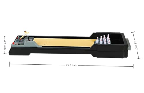 Desktop Bowling Game for Adults & Kids, 25.5" Tabletop Bowling Alley with Auto Ball Return, 10-Pin Mini Bowling Set, Portable Table Top Sports Toy for Home, Office & Party
