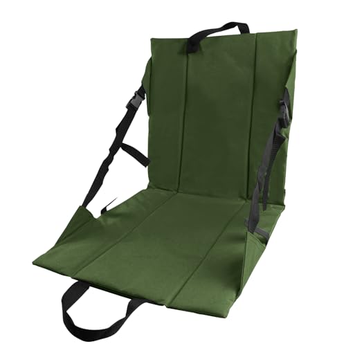 Folding Stadium Seat Cushion with Backrest, Portable Bleacher Pad for Camping, Fishing,15.8'' x 16.5'',Lightweight Chair with Backrest for Outdoor Sports and Concerts (Olive) - color: Olive