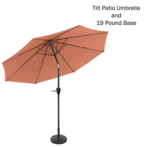 Pure Garden Patio Umbrella with Auto Tilt - 10ft Easy Crank Sun Shade with 19lb Weighted Base for Deck, Outdoor Furniture, or Pool (Terracotta)