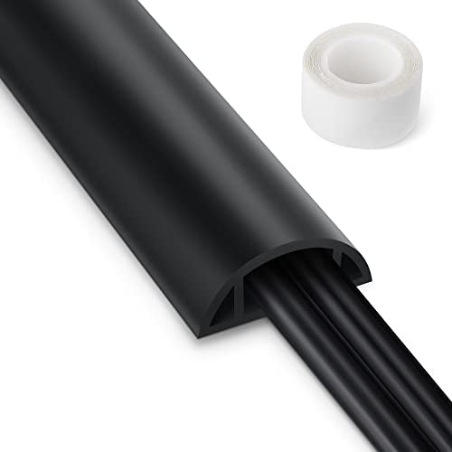 3FT PVC Cord Hider, Black Floor Cord Protector with 0.7 x 0.4 Inch Extension, Soft Wire Covers - color: Black, size: Large-3ft