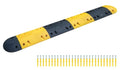 Pittman 11 Foot XPT Eco Speed Bump Kit, Heavy Duty Plastic-Rubber Black and Yellow Sections with End Caps, Interlocking Modular System with Integrated Cable Channels for Asphalt & Concrete (755674) - size: 11'