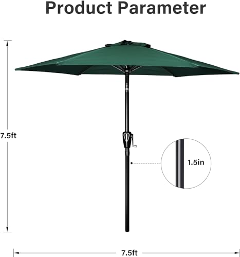 Simple Deluxe 9' Patio Umbrella Outdoor Table Market Yard Umbrella with Push Button Tilt/Crank - color: Green, size: 9ft