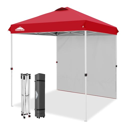 EAGLE PEAK Commercial Canopy 6.6x6.6 Pop Up Canopy Tent with 1 Sidewall, Easy Setup Heavy Duty Instant Event Shelter for Vendors & Markets, Outdoor Sun Shade, Red - color: Red, size: 6.6x6.6