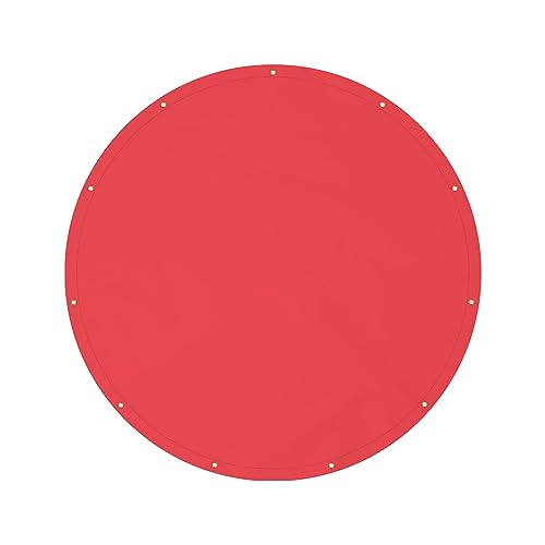 Covers & All Heavy Duty Round Tarp – 18 oz Waterproof PVC Vinyl Tarp, Tear & UV Resistant with Reinforced Edges and Grommets for Patio, Pool & Equipment Protection (12 ft Diameter, Red)
