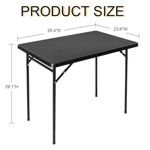 3ft Rectangular Folding Table, All-Occasion Plastic Event Table for Indoor and Outdoor, Portable Desk, Camping, Durable and Stable, HDPE and Steel, Wide Application, Black - color: Black, size: 3ft