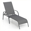 Tangkula Lounge Chair Outdoor, Patio Chaise Lounge with Adjustable Backrest, Reclining Pool Lounge Chair for Outside with Heavy Duty Steel Frame, Suitable for Beach, Yard, Balcony, Poolside - color: Grey