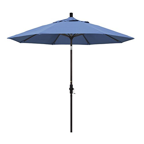 California Umbrella 9' Round Aluminum Patio Umbrella, Crank Lift, Collar Tilt, Bronze Pole, Frost Blue Olefin - color: Forest Blue