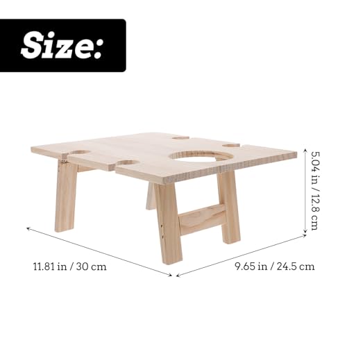 Abaodam Outdoor Wood Wine Table Foldable Square Picnic Table 30x24 Inch Portable Party Snack Storage for Beach Lawn Camping
