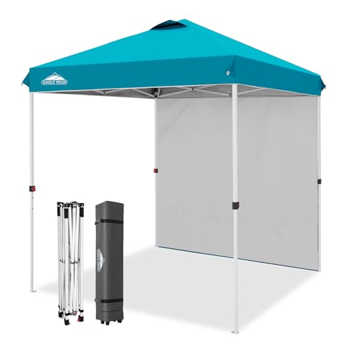 EAGLE PEAK Commercial Canopy 6.6x6.6 Pop Up Canopy Tent with 1 Sidewall, Easy Setup Heavy Duty Instant Event Shelter for Vendors & Markets, Outdoor Sun Shade, Turquoise - color: Turquoise, size: 6.6x6.6