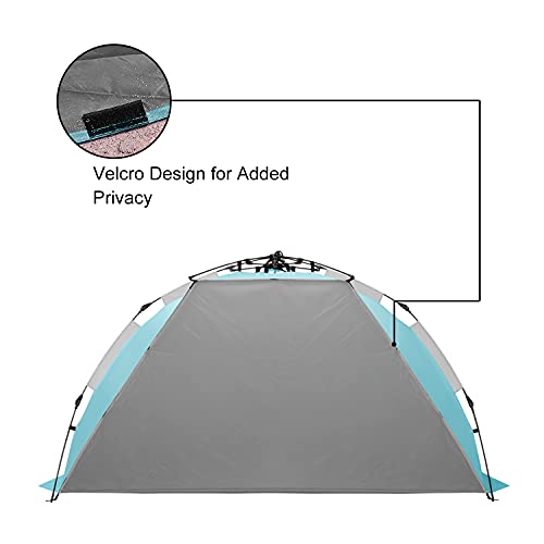 Oileus X-Large 4 Person Beach Tent Sun Shelter - Portable Sun Shade Instant Tent for Beach with Carrying Bag, Stakes, 6 Sand Pockets, Anti UV for Fishing Hiking Camping, Waterproof Windproof, Sky Blue - color: Sky Blue
