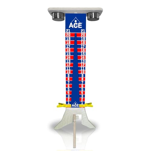 CornholeAce Elite Cornhole Scoreboard 3ft or 5.5ft Tall Hardware Free Stand with UV Printed Score Panel 0 to 21 Phone Tablet Scorekeeping Area Livestream Shelf 2 Drink Holders - size: 3 FT