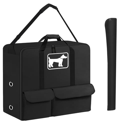 SIRUITON Dog Playpen Storage Bag,Fits 24" H 8 Panels and 9 Stakes Suitable for Foldable Exercise Pet Playpen, Dog Fence Travel Bag with Reinforced Double Handles. (Black, Fits 24in)