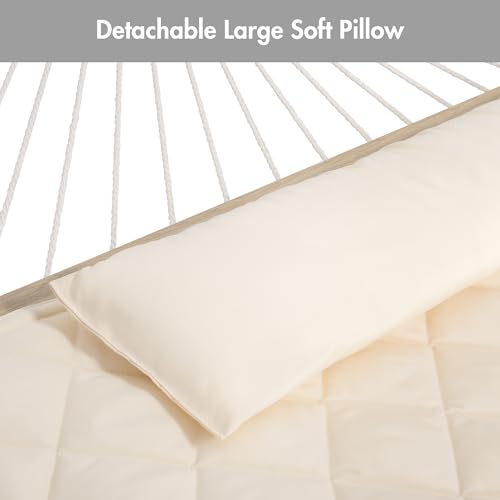 ANOW Double Hammock Pad and Hammock Pillow Set, Portable Polyester Hammock Pad, Cream - color: Cream