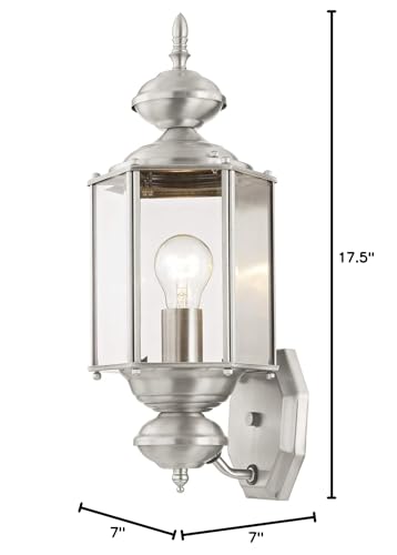 Livex Lighting 2006-01 Outdoor Wall Lantern with Clear Beveled Glass Shades, Antique Brass - color: Antique Brass