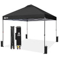 CROWN SHADES 10x10 Pop Up Canopy Tent - Patented Center Lock One Push Instant Outdoor Canopy Beach Tent with STO-N-Go Bag 8 Stakes & 4 Sand Bags，Black - style: Black