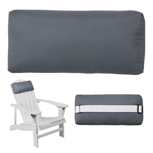 Headrest Pillow for Patio Chaise Lounge Chair, Outdoor Chaise Pillows with Adjustable Elastic Stripe Head Resting Pillows for Recliner Office Chair, Dark Gray 1 Pack - color: Dark Gray