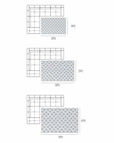 Outdoor Rug 5'x8' for Patio Clearance Large Outside Rug Chenille Patio Rugs Indoor Outdoor Carpet Artistic Geometric Rhombus Texture Blue Area Rugs for Camping Porch Deck Balcony - color: Abstractidt3395, size: 5' x 8' (Rectangular)