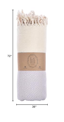 Personalized Embroidered Beach Towel | Throw Blanket, Easy Carry Sand Free, Highly Absorbent, Quick Dry, Turkish Towels for Camping Bath Sauna Beach Gym Pool Yoga SPA by Lahammam, Diamond, Lilac - color: Lilac, size: Diamond