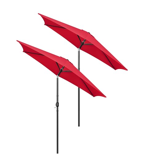 Yaheetech 2PCS Patio Umbrella 10FT Market Table Umbrella with Sturdy Ribs Push Button Tilt and Crank Yard Sun Shade for Garden, Deck, Backyard, Pool, Beach Red - color: Red, size: 10FT