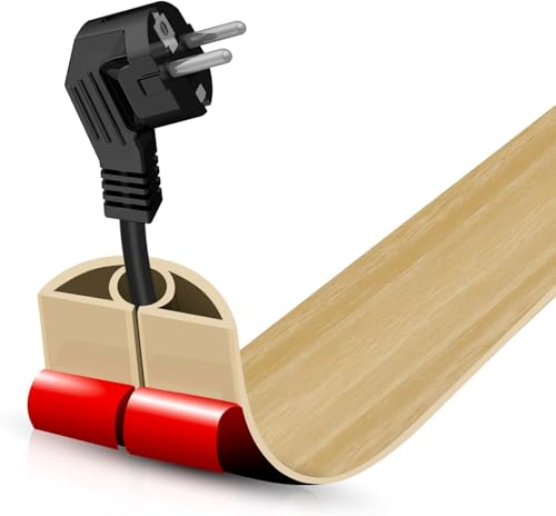 Floor Cord Cover Self Adhesive Cord Hider,3.3FT Cable Management, Extension Strip Protector for Wires, Prevent Cable Trips for Offices, Gyms, Exhibitions Cavity:0.3"(W) x0.28(H) WoodLightyellow - color: Wood Light yellow, size: 0.78" x 3.3'